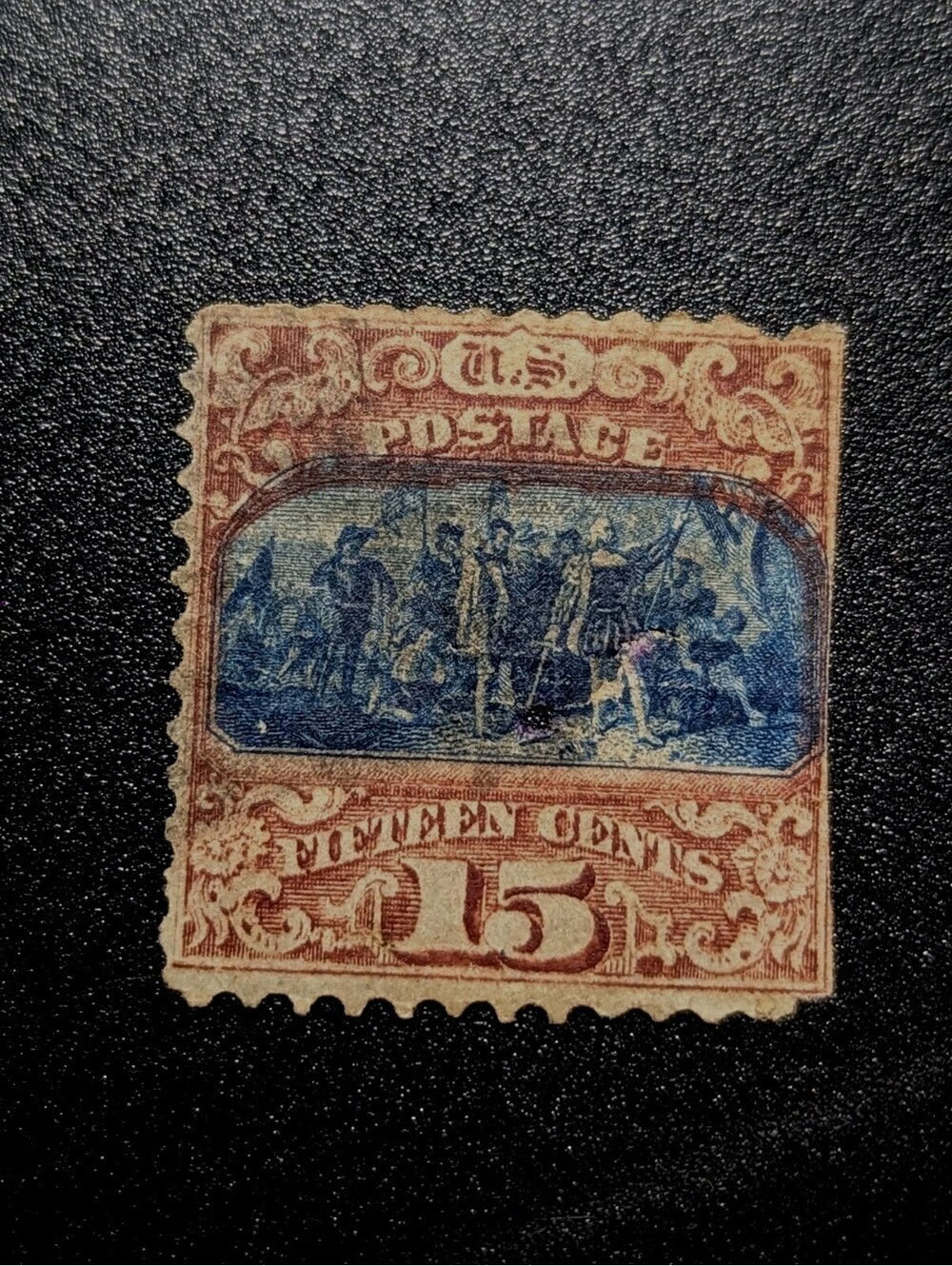 USA 1869 Pictorial 15ยข Columbus Type 2 Scott #119 VFU Fault